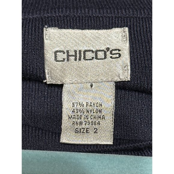 Chico’s size 2 (L) navy rayon blend long sleeve pullover sweater - Picture 3 of 5